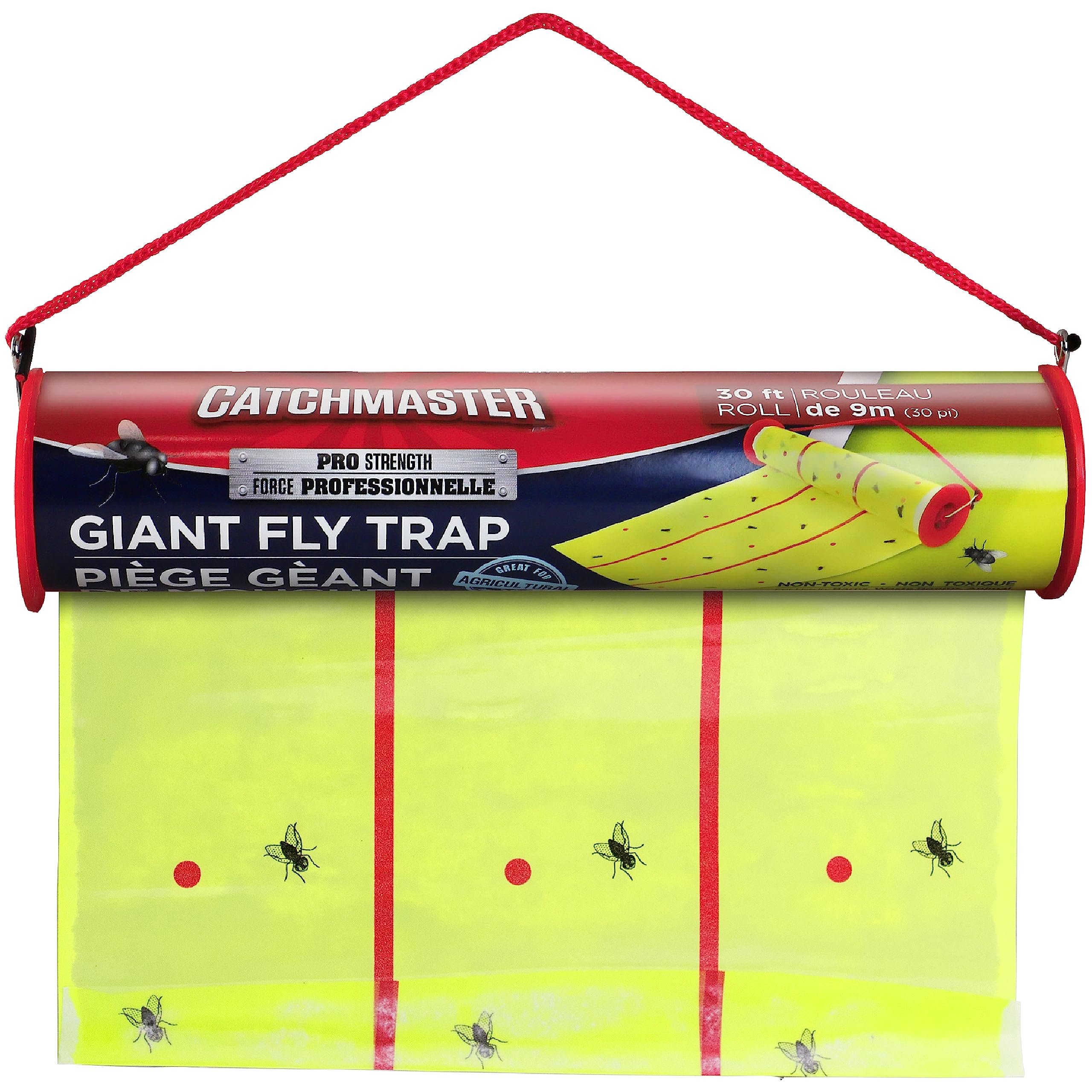 Catchmaster Giant Fly Glue Trap 1-Pack 30 Feet Each, Adhesive Fly Traps Outdoor, Sticky Bug Catcher, Bulk Flying Insect Paper Ro
