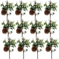 Adurself 12PCS Greenery Stems Artificial Eucalyptus Leaves Fall Picks with White Pumpkin Pinecones for Wedding Table Decor Autum