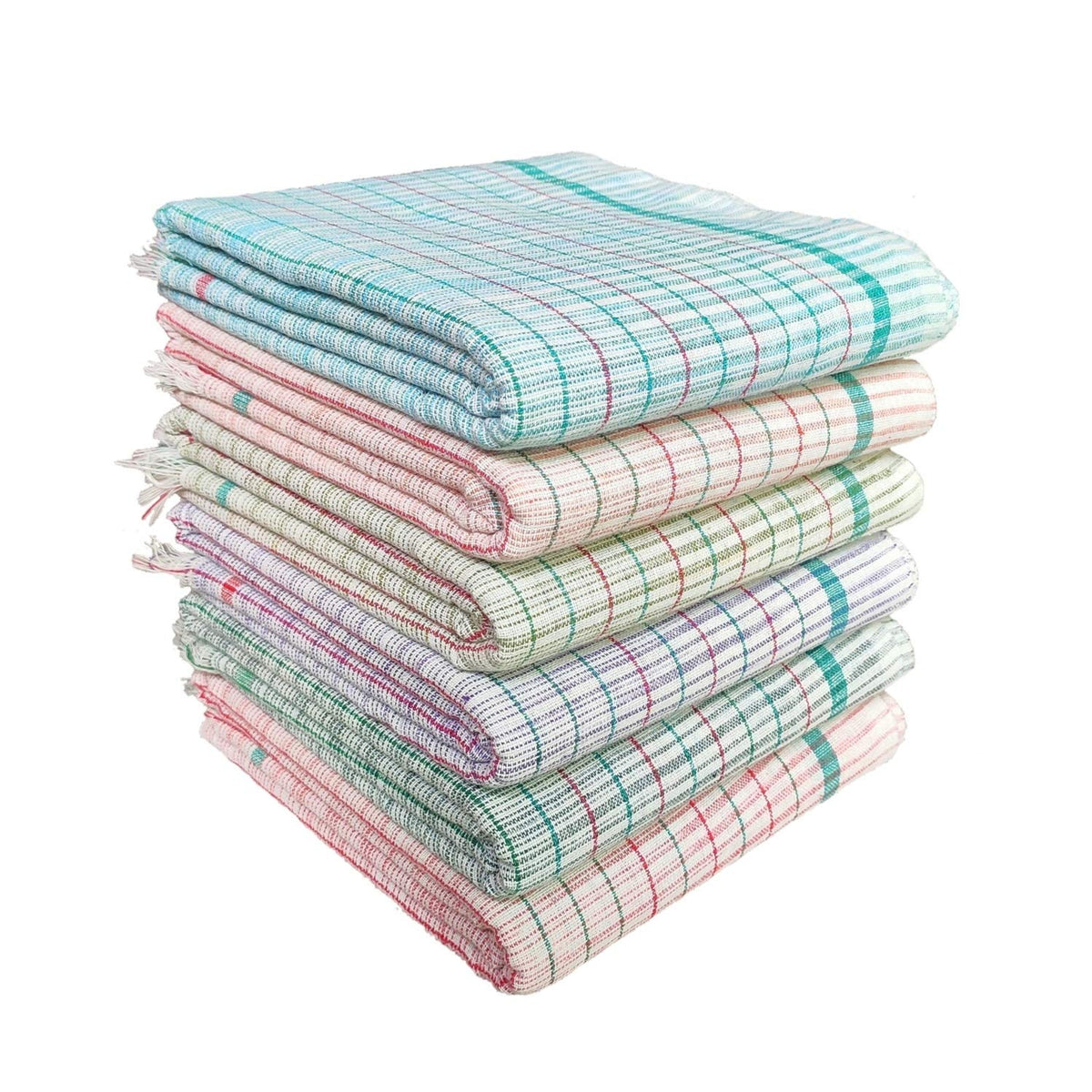 Mk weaves Gamcha 100% Cotton Bath Towels Pack of 6 Multicolour (29 x 64 Inch),XLarge