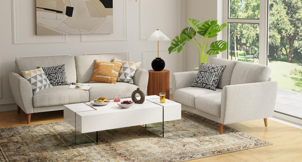 Neos Modern Furniture Rectangle, Lacquer top with 15mm Thick Clear Glass Legs (16" Tall) Coffee Table, White