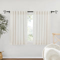 RYB HOME Linen Sheer Curtains - Faux Linen Semi Transparent Window Drapes Privacy UV Protection Short Curtains for Living Room, 