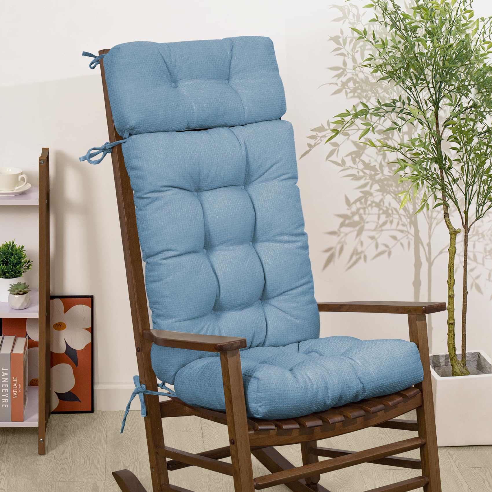 Mudilun Rocking Chair Cushion Anti-Slip Tufted High Back Rocking Chair Cushion With Ties And Removable Neck Pillow Rocking Chair