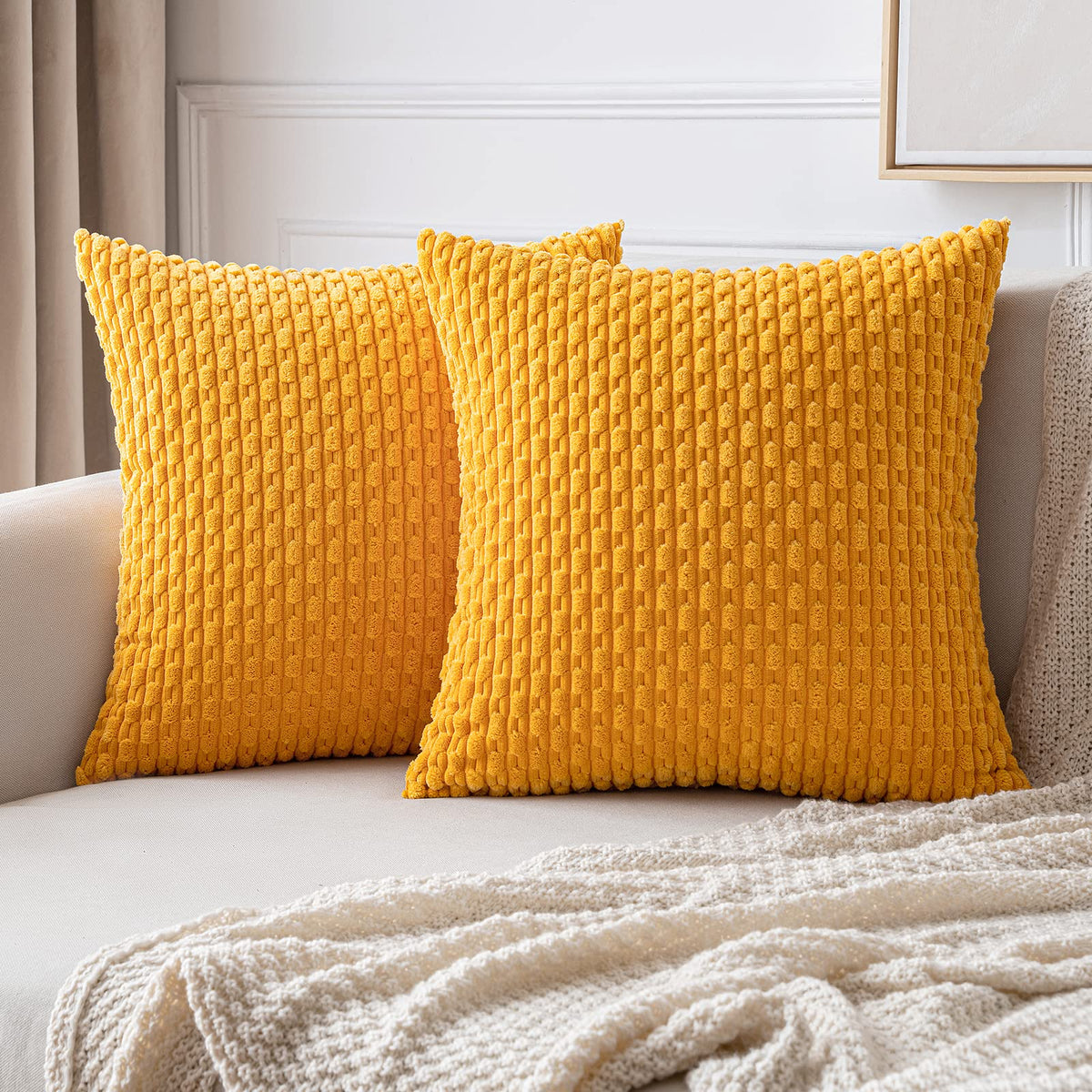 Miulee Throw Pillow Covers Soft Corduroy Decorative Set Of 2 Boho Striped Fall Pillow Covers Pillowcases Farmhouse Home Decor Fo
