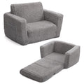Alimorden 2-In-1 Flip Out Cuddly Sherpa Toddler Couch, Convertible Sofa To Lounger, Grey