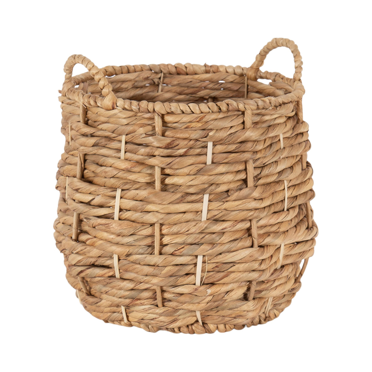 Kate and Laurel Livia Modern Woven Storage Basket, 13 x 13, Natural Water Hyacinth, Boho Wicker Basket for Use as Nursery Storag