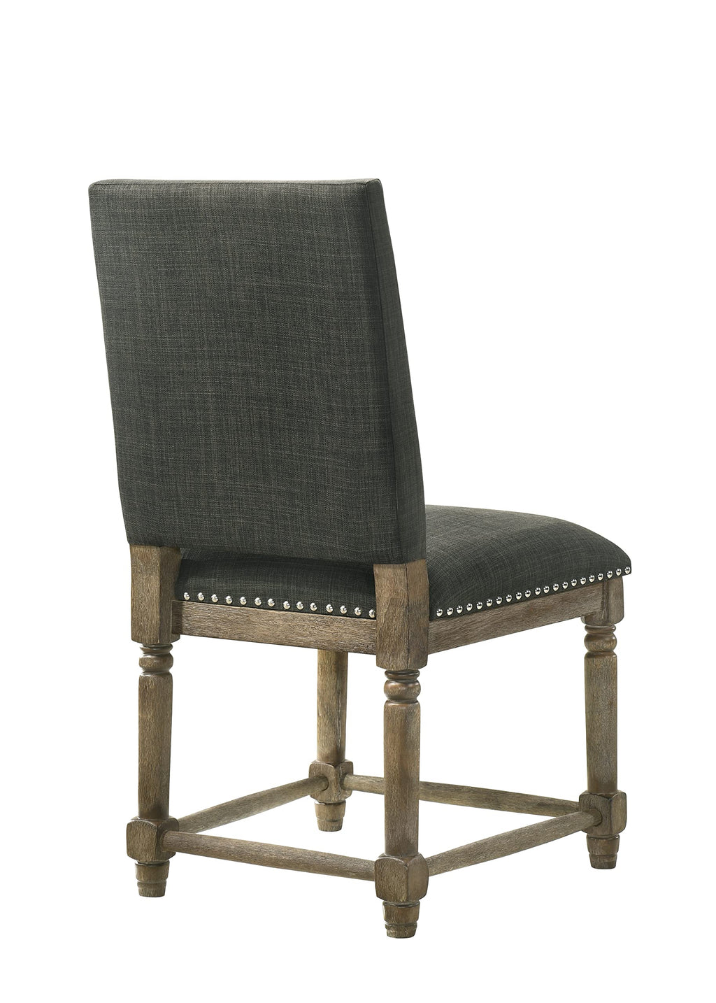 Lilola Home Everton Set of 2 Gray Fabric Dining Chair with Nailhead Trim