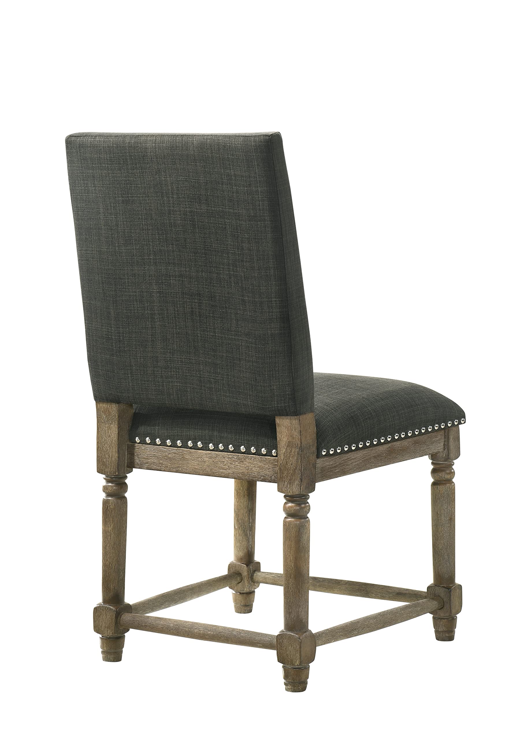 Lilola Home Everton Set of 2 Gray Fabric Dining Chair with Nailhead Trim
