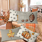 Gagec Fall Pillow Covers 20X12 Inch Set Of 4 Fall Football Pumpkin Maple Leaf Throw Pillowcase Holiday Home Decor Sofa Bedroom C