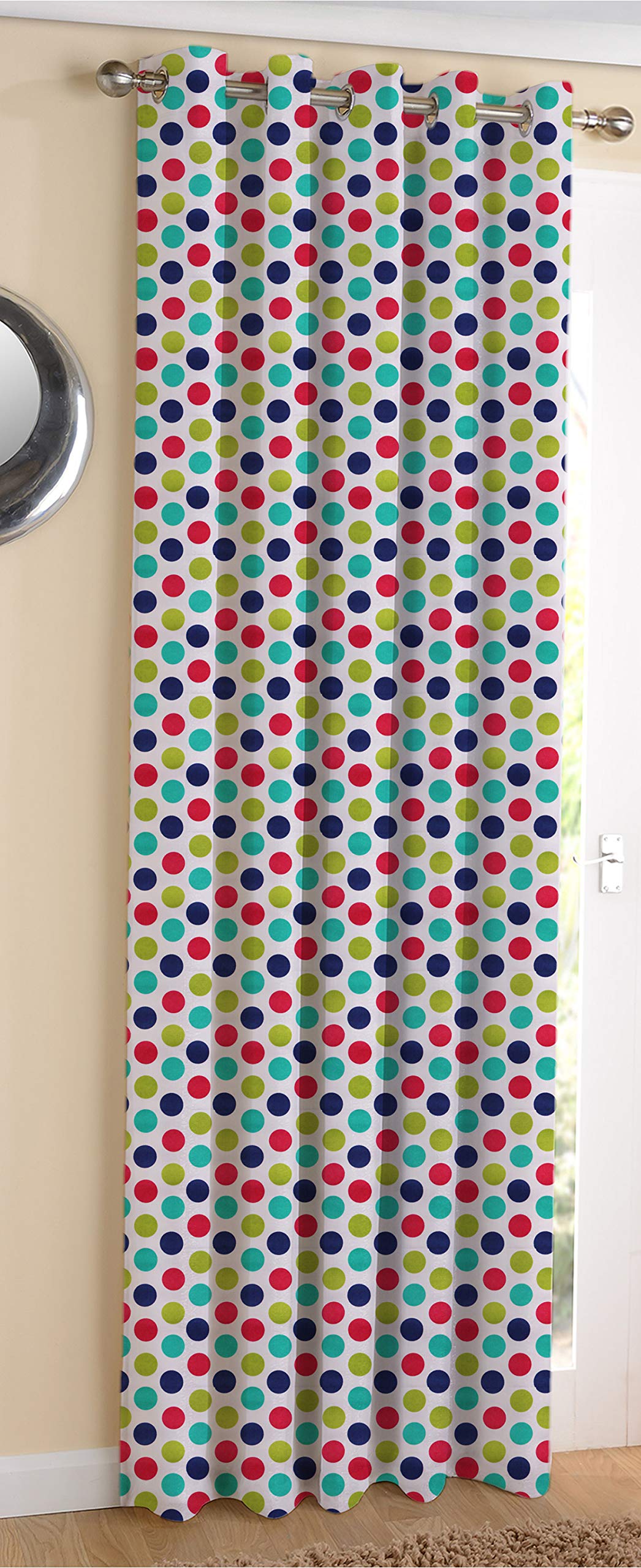 AIRWILL Cotton Singer Dot Designed Blackout and Room Darkening 5ft Window Curtains Pack of 1 pc. (Printed  Multicolor)