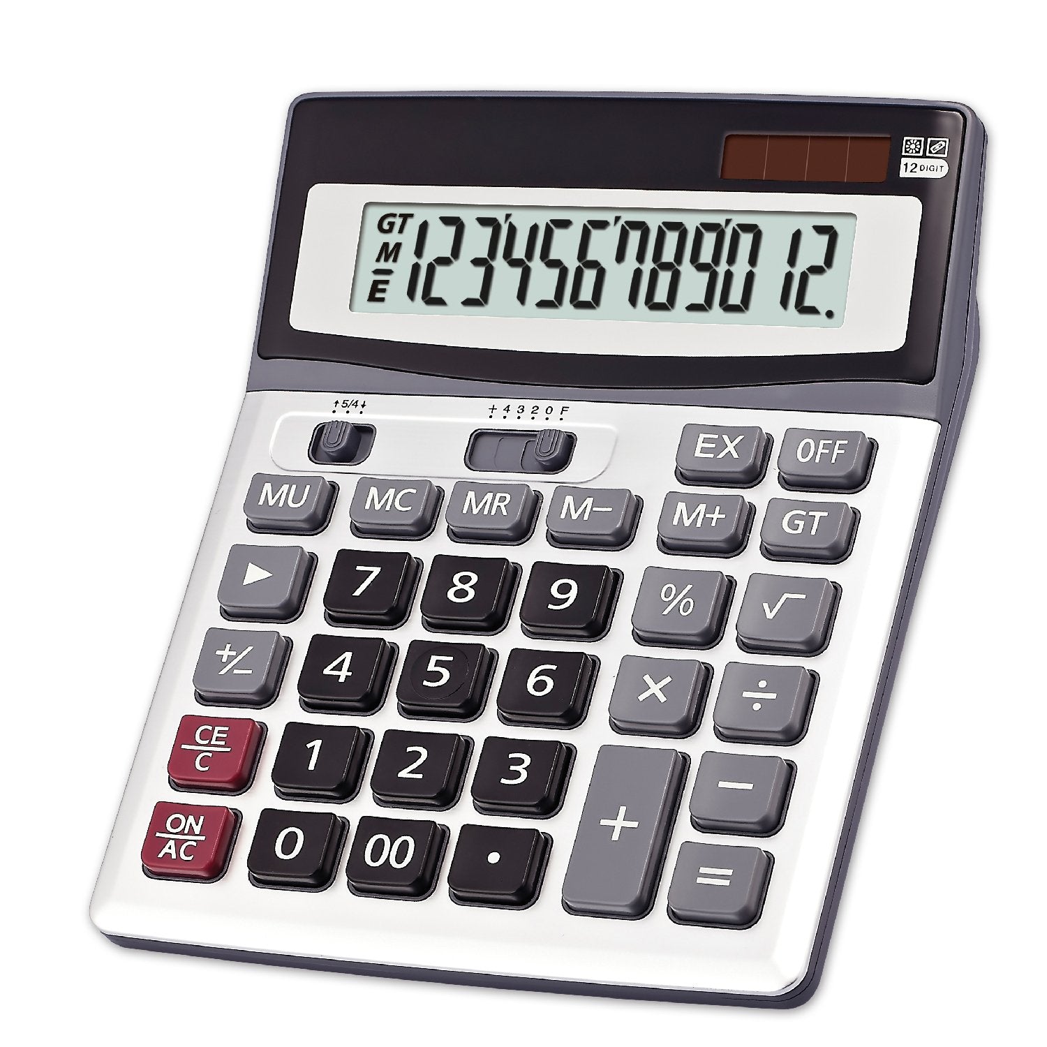 Offidix Large Key Calculators Office Desktop Calculator, Dual Power Electronic Calculator Portable 12 Digit Large Lcd Display Ca