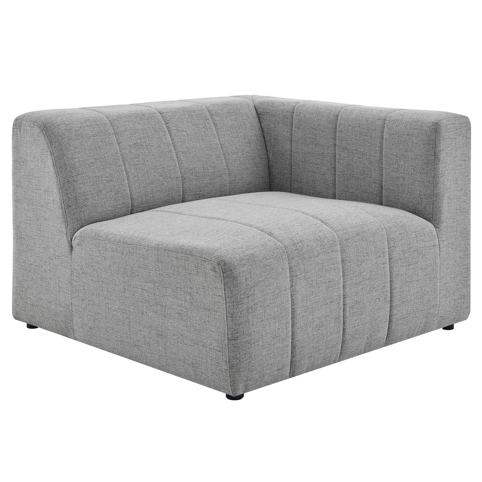 Modway Bartlett Channel Tufted Upholstered Sectional Sofa, 5-Piece L-Shape, Light Gray