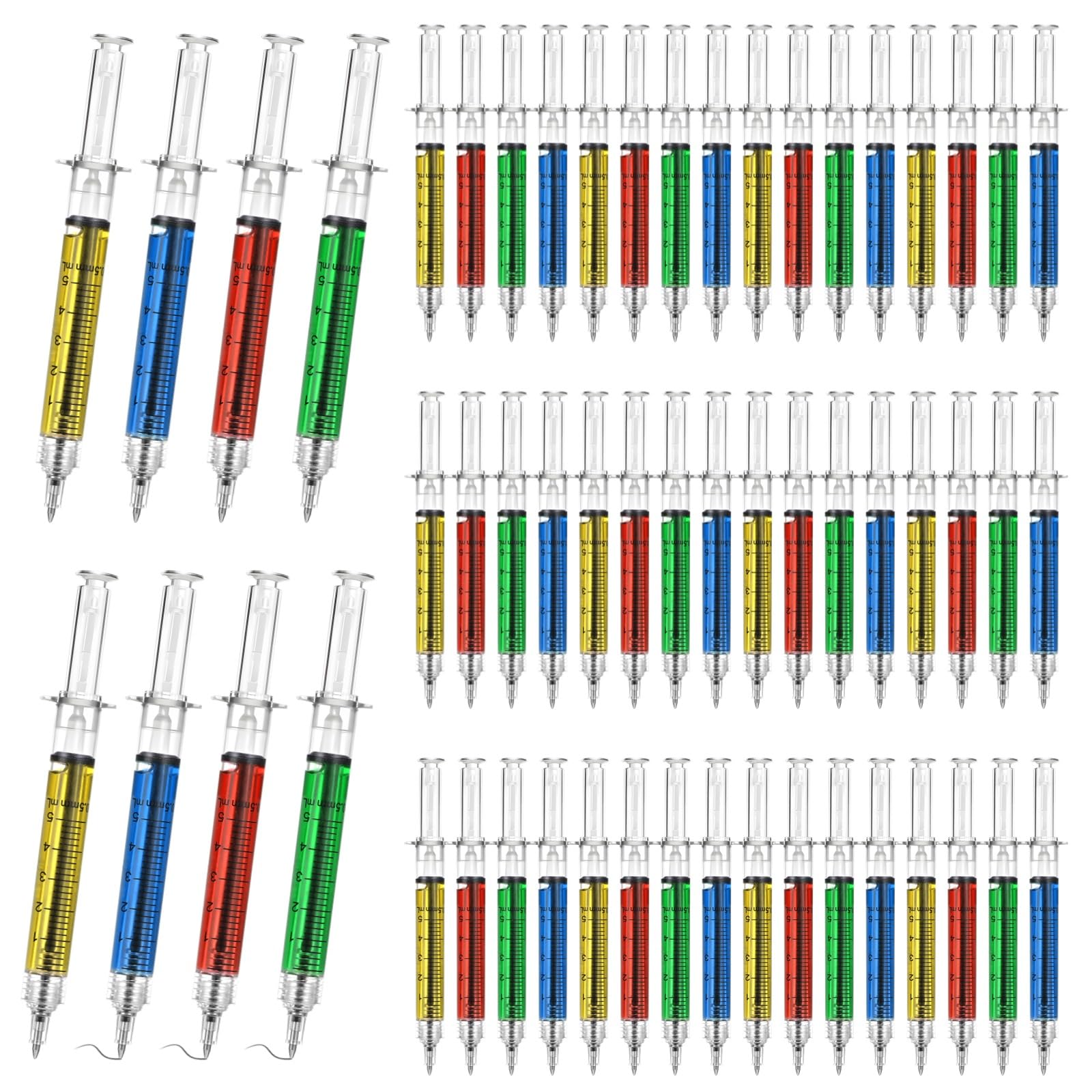 Tideme 200 Pcs Syringe Pens Bulk, Retractable Fun Nurse Pens, Multi-Color Novelty Ballpoint Pens, Pretend Party Favors, Nursing 