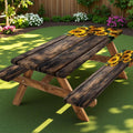 Picnic Table Cover with Bench Covers Wood Sunflower Elastic Outdoor Tablecloth Camping Essentials Waterproof Windproof Camping T