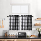Buffalo Plaid Gingham Half Window Cafe Tier Curtains, Farmhouse Check Tiers Curtain For Kitchen Bathroom Living Room Window, 28'