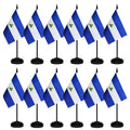 12 Pack Nicaragua Desk Flags Set, Nicaraguan Small Mini Table Office Flags With 12' Solid Black Pole, 8.2 X 5.5 Inches, Home An
