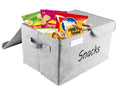 Xbopetda Snack Organizer for Pantry Shelf, Fabric Snack Organizer with Double Lids & Handles, Large 2Compartment Snack Bin Snac