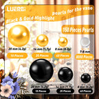 Black Gold Vase Filler Pearls | Black Gold Floating Pearls | 150 Pcs Black Gold Pearls Bead For Centerpieces Vases, Black Gold N