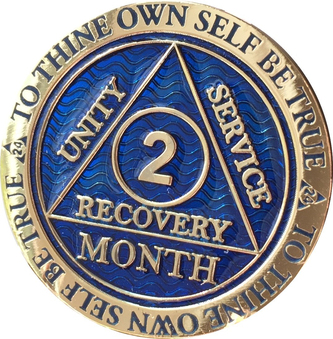 2 Month Aa Medallion Reflex Blue Gold Plated 60 Day Chip