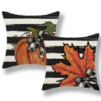 Gohdiwh Fall Pillow Covers 20X20 Set Of 2 Orange Pumpkin Maple Leaves Stripes Fall Decor Pillowcase Autumn Harvest Decorative Ou