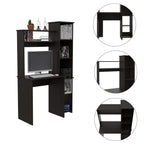 DEPOT E-SHOP Aramis Desk with Five Shelves and Two Superior Shelves, 63" H, Black, Office