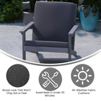 Flash Furniture Charlestown Adirondack Style Deep Seat Patio Club Chair with Cushions - Gray Poly Resin Frame - Cream All-Weather Cushions - Indoor/Outdoor