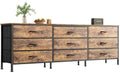 Huuger 63 Inch Dresser For Bedroom, Dresser For Closet With 9 Drawers, Large Tv Stand For 55, 65, 70 Inch Tv, Entertainment Center With Storage, Wide Long Dresser, Rustic Brown