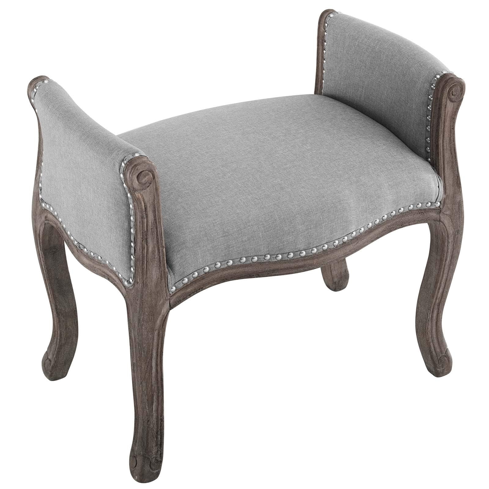 Modway Avail Vintage French Upholstered Fabric Entryway Bench In Light Gray