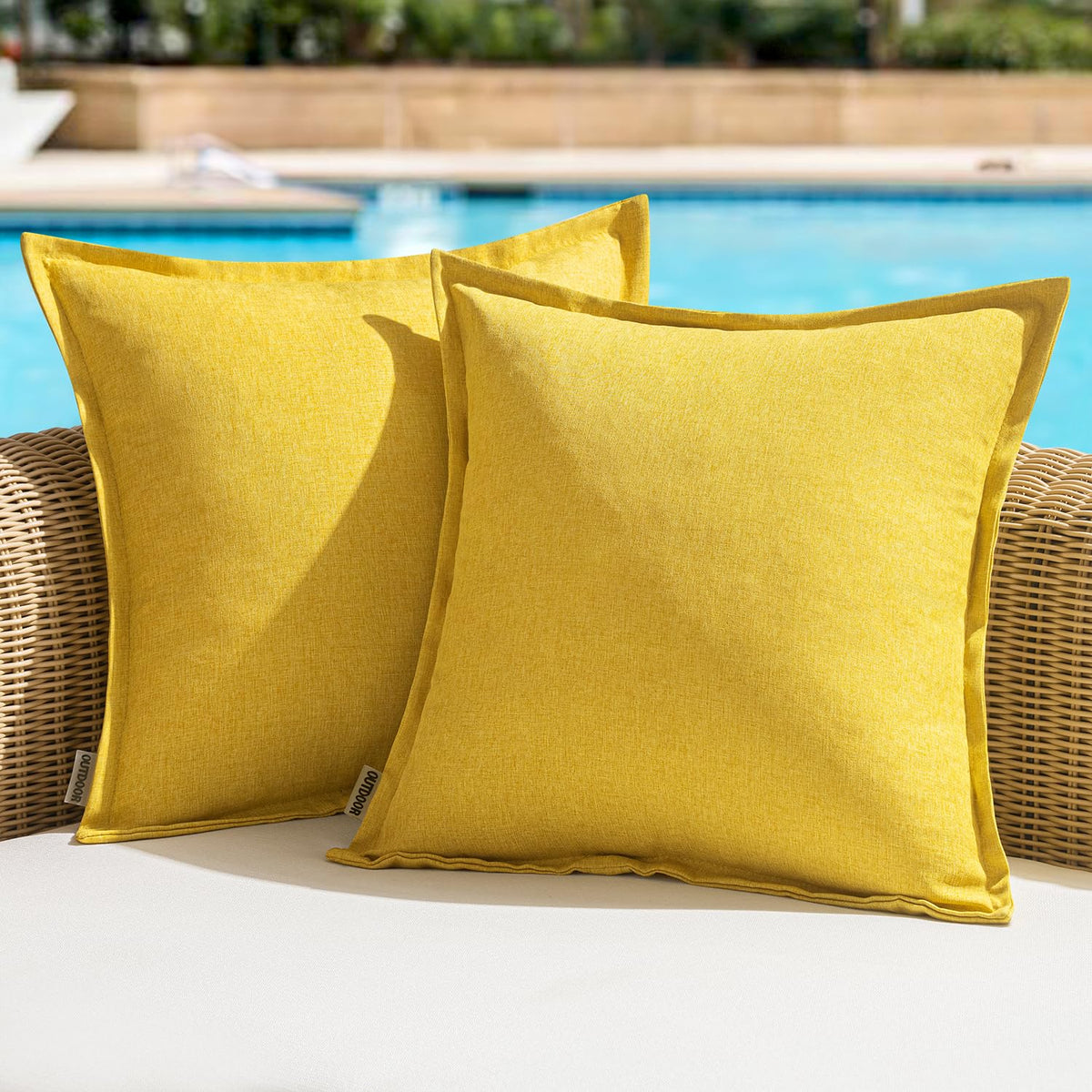 Woaboy Set Of 2 Outdoor Waterproof Throw Pillow Covers Broadside Decorative Farmhouse Linen Cushion Cases For Bedroom, Living Ro