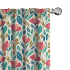 Ambesonne Poppy Flower Window Curtains Pack of 2, Colorful Spring Garden with Abstract Leaves Sprouts and Petals Nature Beauty, 