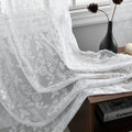 Finecity Lace Curtains 45 Inch Length, Vintage Country Floral White Lace Cafe Curtains For Kitchen, Rod Pocket Scalloped Privacy