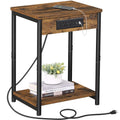 TUTOTAK Nightstand with Charging Station, End Table, Side Table with USB, 21.8   H Night Stand with Storage Shelf, Sofa Couch Ta