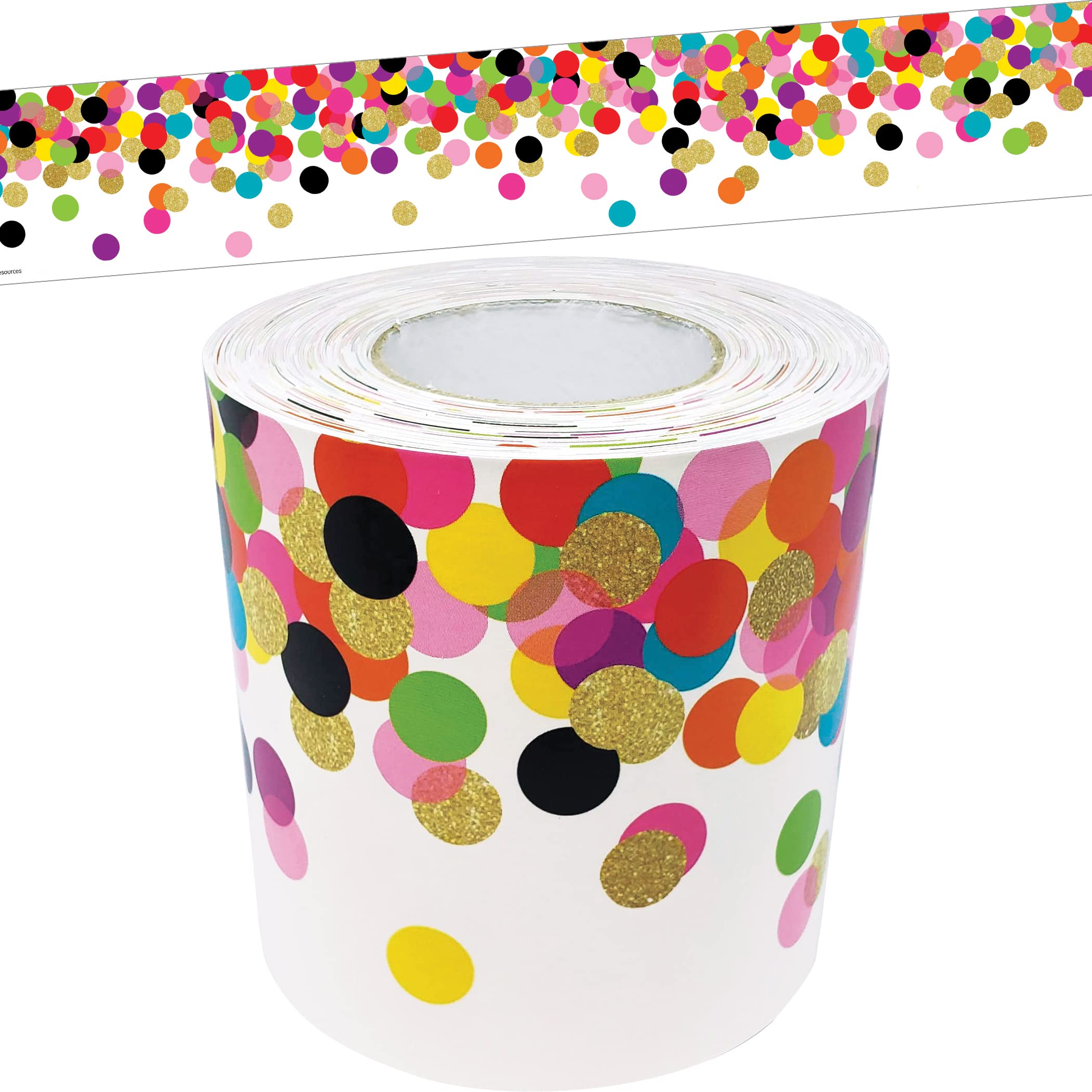 Teacher Created Resources Confetti Straight Rolled Border Trim - 50Ft - Decorate Bulletin Boards, Walls, Desks, Windows, Doors,