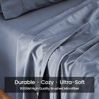 Sleep Zone Extra Deep Pocket Full Sheet Set 4 Piece - Super Soft Brushed Microfiber Bedding Sheets Set Fits Deep Mattress Upto 21 Inches (Flint Blue, Full)