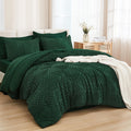 Andency King Size Comforter Set 7 Pieces Dark Emerald Green - Bed In A Bag King Boho Lightweight Fluffy Tufted Beddding Sets Wit