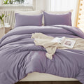 Litanika Grayish Lavender Purple Comforter Set Queen Size, 3 Pieces Lightweight Solid Bedding Comforter Set, All Season Fluffy B