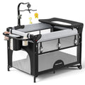 Smelluck Baby Portable Playard, Foldable Bedside Bassinet Baby Crib with Removable Changing Table and Organizer, Adjustable Heig