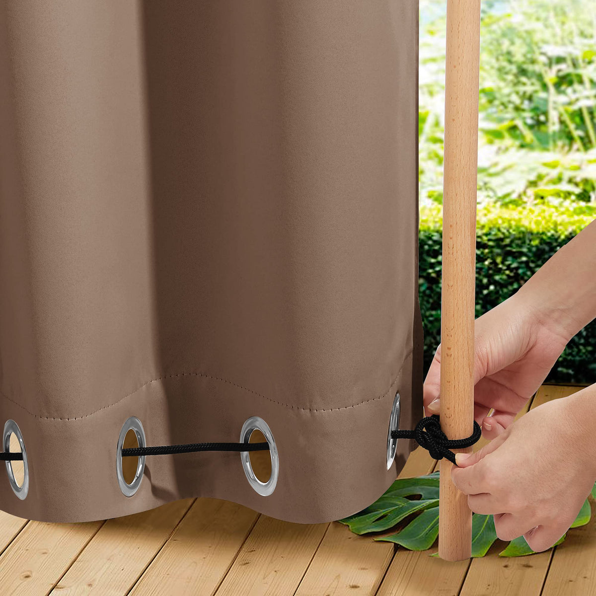Nicetown 2 Panels Weighted Blackout Curtains Patio Waterproof Outdoor Curtains, Thermal Insulated Top & Bottom Grommet & Back Ta