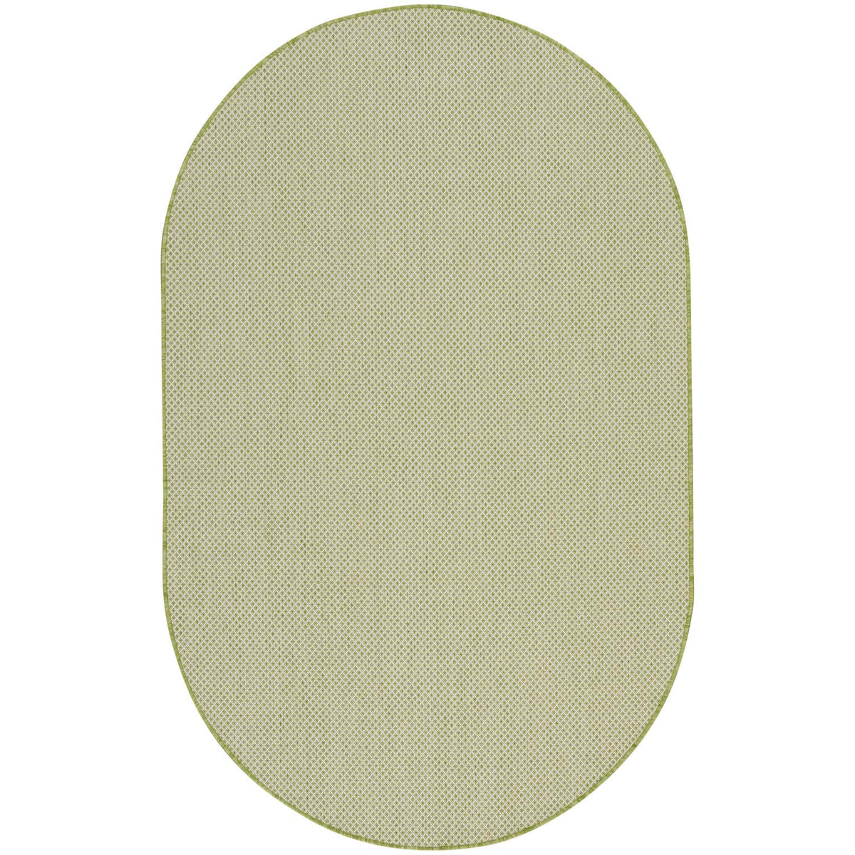 Nourison Courtyard Indoor/Outdoor Ivory Green 5' X 8' Oval Area Rug, Easy Cleaning, Non Shedding, Bed Room, Living Room, Dining