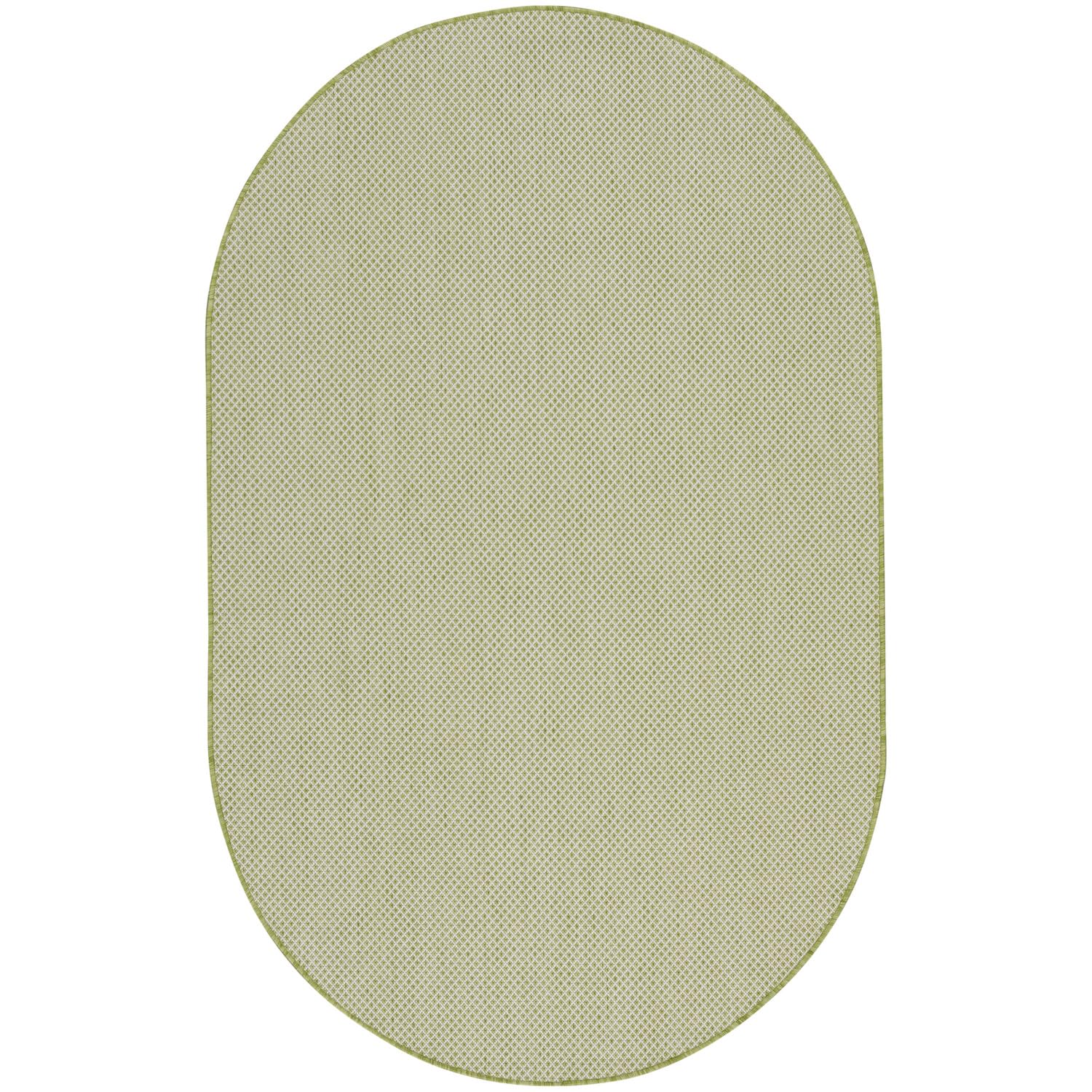 Nourison Courtyard Indoor/Outdoor Ivory Green 5' X 8' Oval Area Rug, Easy Cleaning, Non Shedding, Bed Room, Living Room, Dining