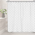 Riyidecor Stall Herringbone Chevron Shower Curtain Black White 72x72 Inch Geometric Striped Simple Modern Classy Neutral Contemp