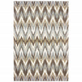 HomeRoots Grey Polyester 4’x6’ Gray and Taupe Ikat Pattern Area Rug
