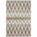 HomeRoots Grey Polyester 4’x6’ Gray and Taupe Ikat Pattern Area Rug