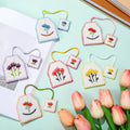 Skyygemm 6 Pcs Retro Tea Bag Bookmarks Tea Party Favors Cute Hand Embroidered Bookmarks Gift for Christmas Holiday Teacher Women