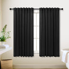 Koufall Black Back Tab Rod Pocket Linen Sheer Curtains For Living Room 52X45 Inch Length