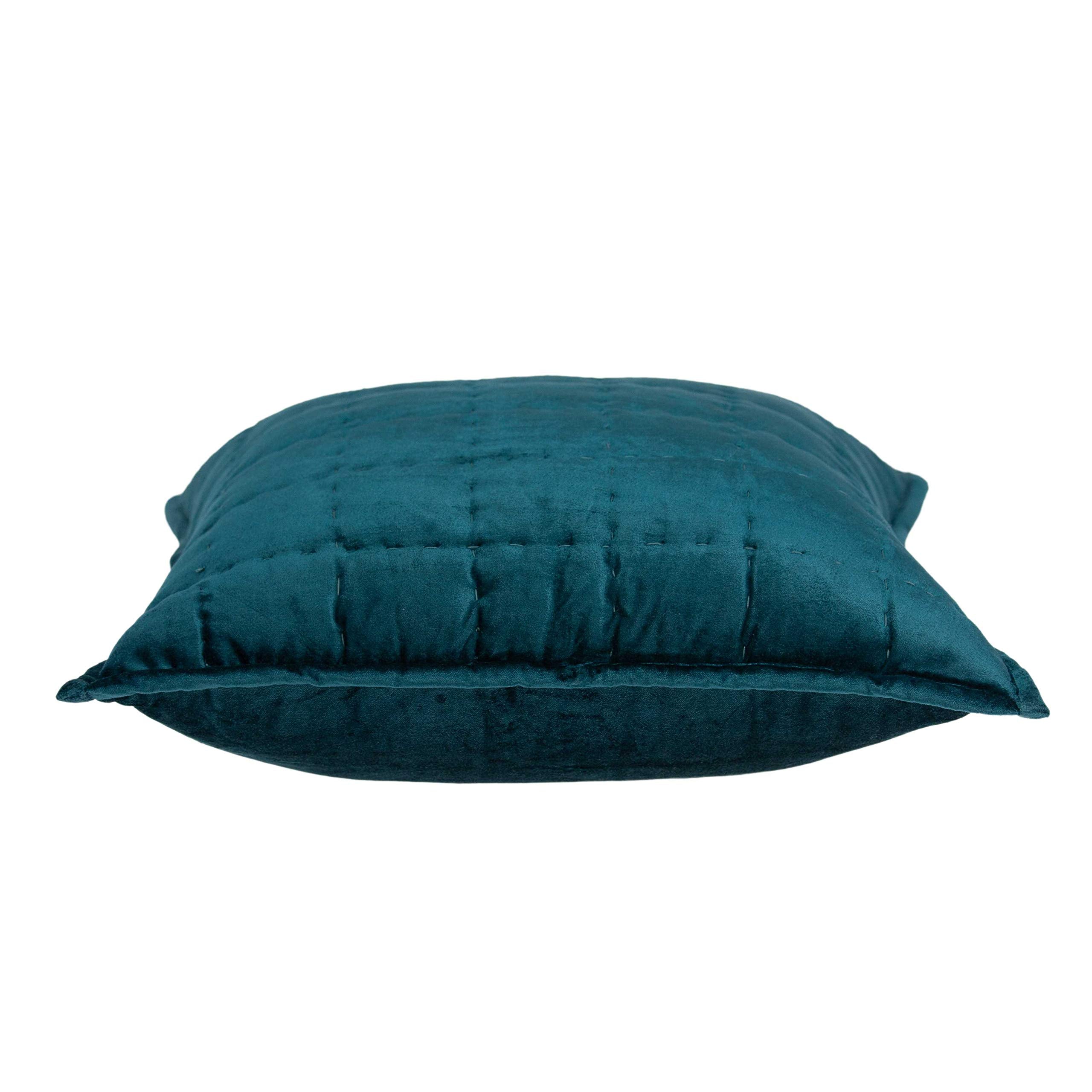 HomeRoots Decor 20' x 7' x 20' Transitional Teal Solid Quilted Pillow Cover with Down Insert