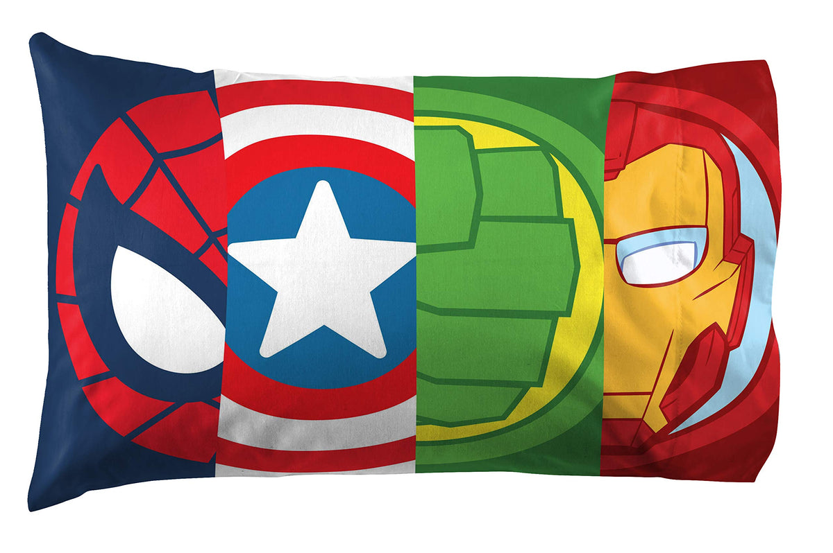 Jay Franco Marvel Super Hero Adventures Double Team 1 Pack Pillowcase - Double-Sided Kids Super Soft Bedding - Features The Aven