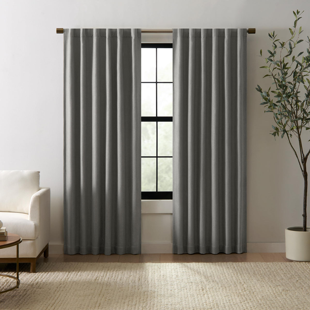 Eclipse Duke Linen Absolute Zero Blackout Curtain, 50 Inch x 63 Inch, Thermal Curtain, Insulated, Blackout Curtain for Bedroom o
