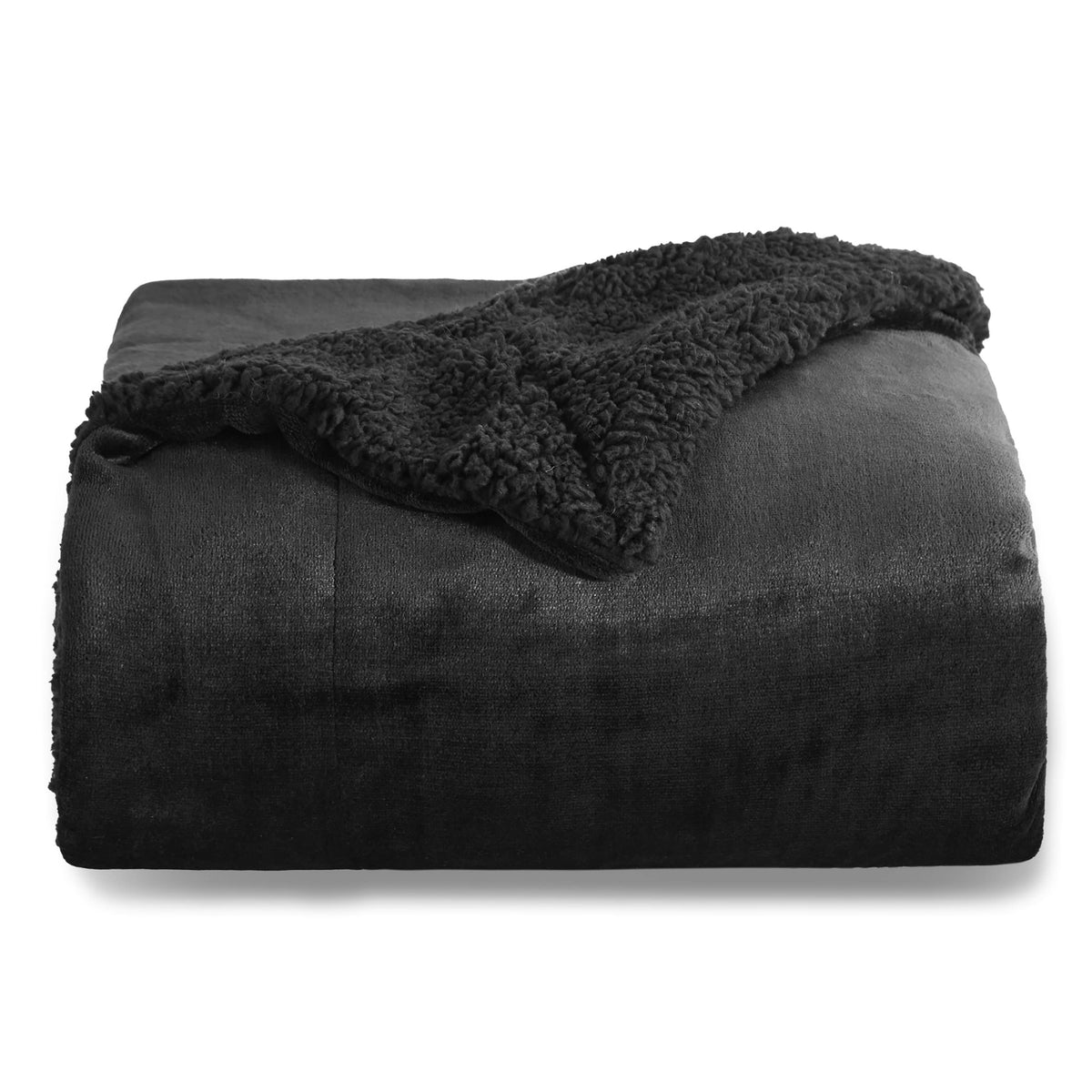Bedsure Sherpa Fleece Throw Blanket For Couch - Thick And Warm Blankets For Winter, Soft And Fuzzy Throw Blanket For Sofa, Black