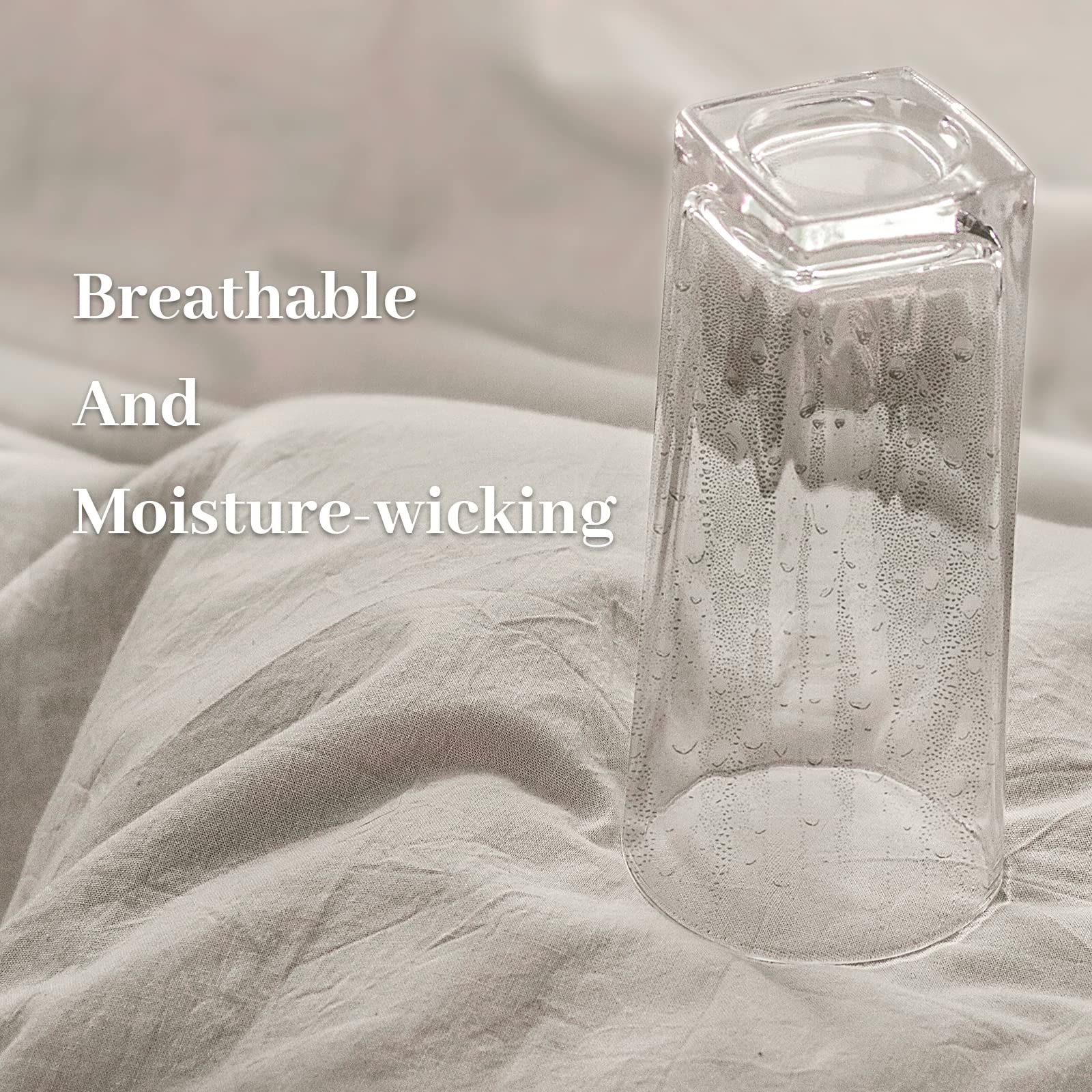 Nexhome Pro Duvet Cover Set 100% Washed Cotton California Kingn 104'X98', Organic Natural Linen Look Textured 3 Pieces Bedding Set Warm Linen Grey With Zipper Closure, Breathable Soft(No Comforter)