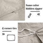 Nexhome Pro Duvet Cover Set Queen Size Linen Look Textured Organic Natural 100% Washed Cotton Duvet Cover Linen Grey 3 Pieces Be